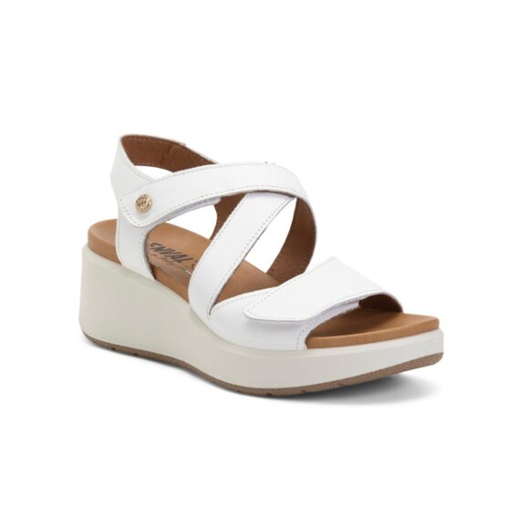 ENVAL SOFT White Made In Italy Leather Comfort Multi Band Platform Sandals - Picture 1 of 2